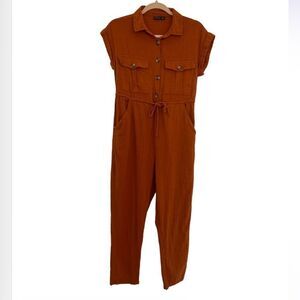 Cotton On Women’s XS rust colored cinch waist Spring Jumpsuit Pants suit